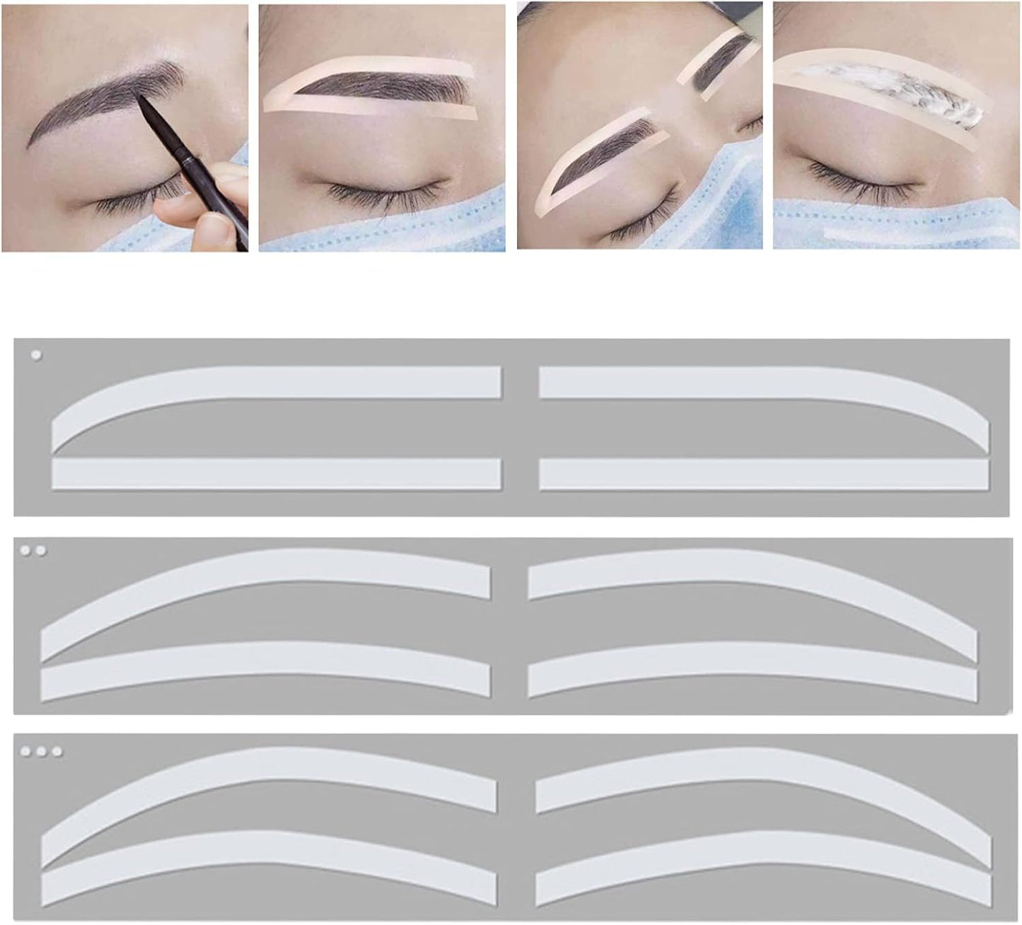 Eyebrow Stencil, Silicone Disposable Skin‑Friendly Eyebrow Stencil Kit Hygienic Convenient Easy to Use Eyebrow Shaping Stencils for Microblading Artist to Shape and Position