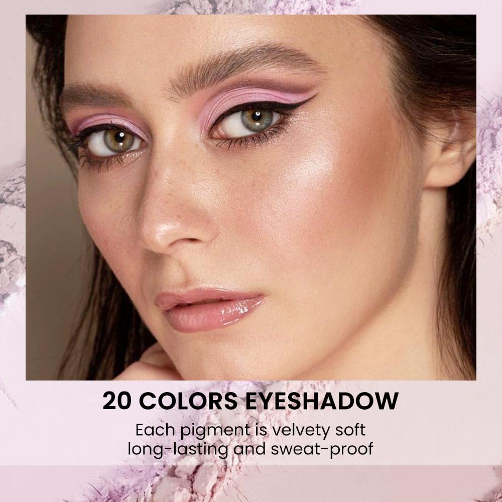 20Colors Nude Light Pink Purple Basics Matte Eyeshadow Palette,Eye Shadow Travel Makeup Palette all in one Long Lasting Waterproof,Great for Travel Gift Kit