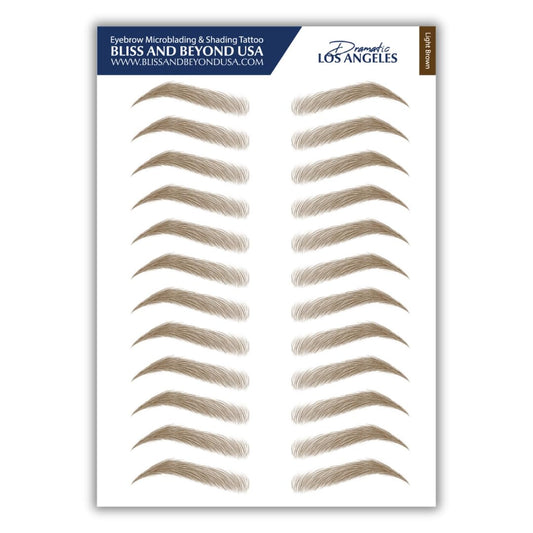 Bliss and Beyond USA | Microblading & Shading Tattoo | A combination of hair stoke and powdered brows | Non-toxic | Vegan friendly (Dramatic Los Angele, Light Brown)