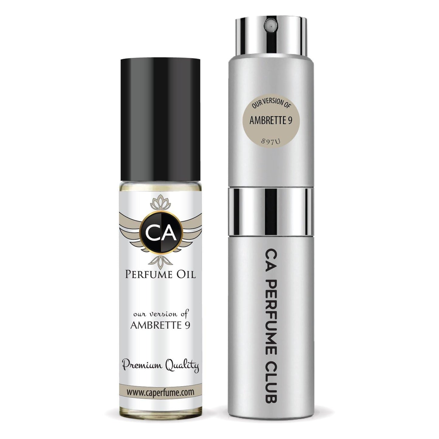CA Perfume Duo Impression of Ambrette 9 For Women And Men Perfume Layering Set Long Lasting Travel Size EDP + Body Oil Roll-On Bottle 0.27 Fl Oz+0.33 Fl Oz