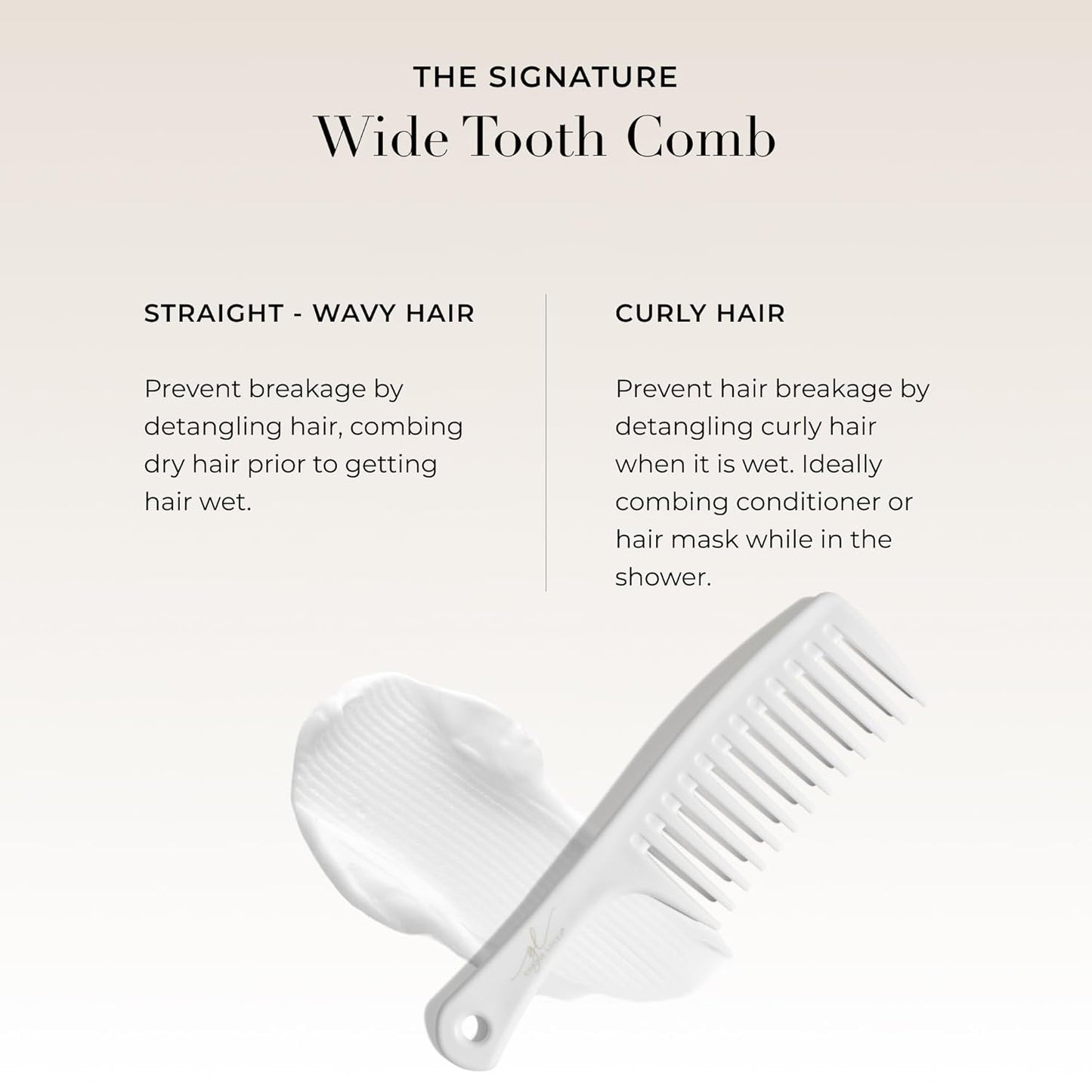 Goldie Locks Signature Wide Tooth Comb – Extension & Curl Friendly Detangling Comb for Wet or Dry Hair – Gentle on Delicate Strands, Curls & Hair Extensions