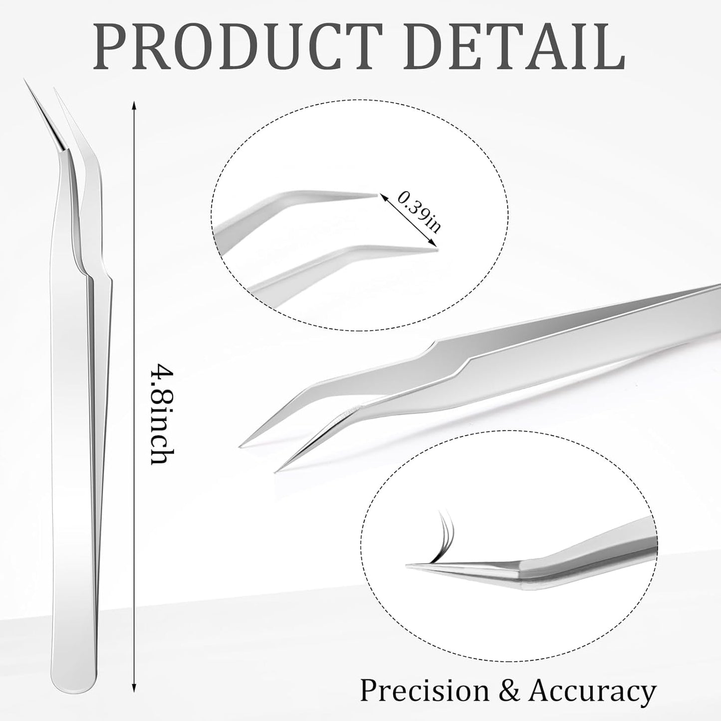 Honoson 9 Pieces Curved Pointed Craft Tweezers Stainless Steel Precision Tweezer with Protective Cover for Rhinestones Dried Flowers Craft Stickers Eyelash Extension Jewelry Making(Silver)