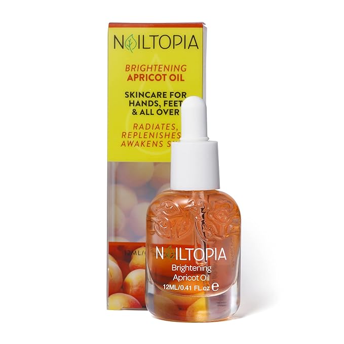 Nailtopia Fresh Apricot Oil - Nail and Cuticle Oil - Anti-Aging Dry Skin Softener for Cuticles - Nail Repair and Cuticle Care Treatment - 0.41 oz (Pack of 2)