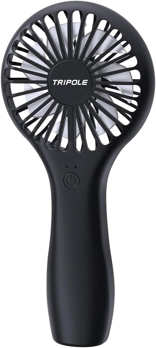 TriPole Mini Handheld Fan 5000mAh Battery Operated Small Fans 2 Speeds Powerful Personal Portable Fan Cute Design USB Rechargeable Electric Fans for Eyelash Makeup Kids Women Men Outdoor Travel, Black