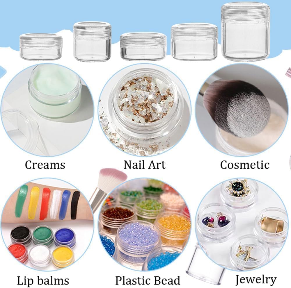 20Pcs 5ml Transparent Small Travel Sample Containers with Lids, Mini Clear Sample Jar for Creams, Tiny Makeup Cosmetic Containers for Women