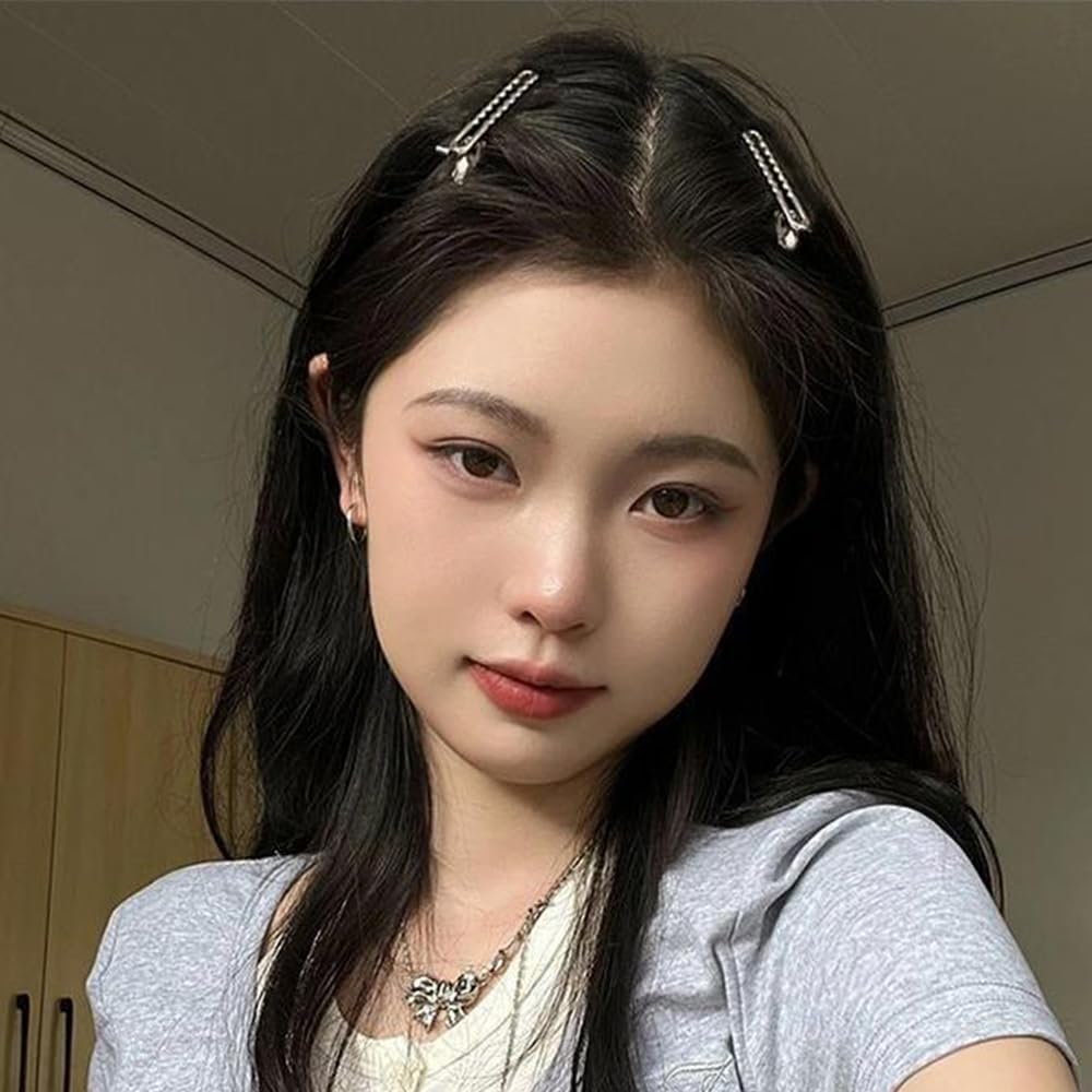 24pcs Silver Hair Clips for Women: 12 Pairs Metal Bangs Hair Clip Pins & Barrettes - Alligator Clips & Star Hairclips for Styling