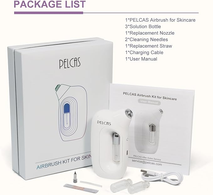 PELCAS Cordless Facial Mister, 0.2mm Nano Facial Mist Sprayer, 65Kpa Oxygen Facial Machine, Airbrush for Skincare, Serum, Toner, Facial Essence SPA at Home