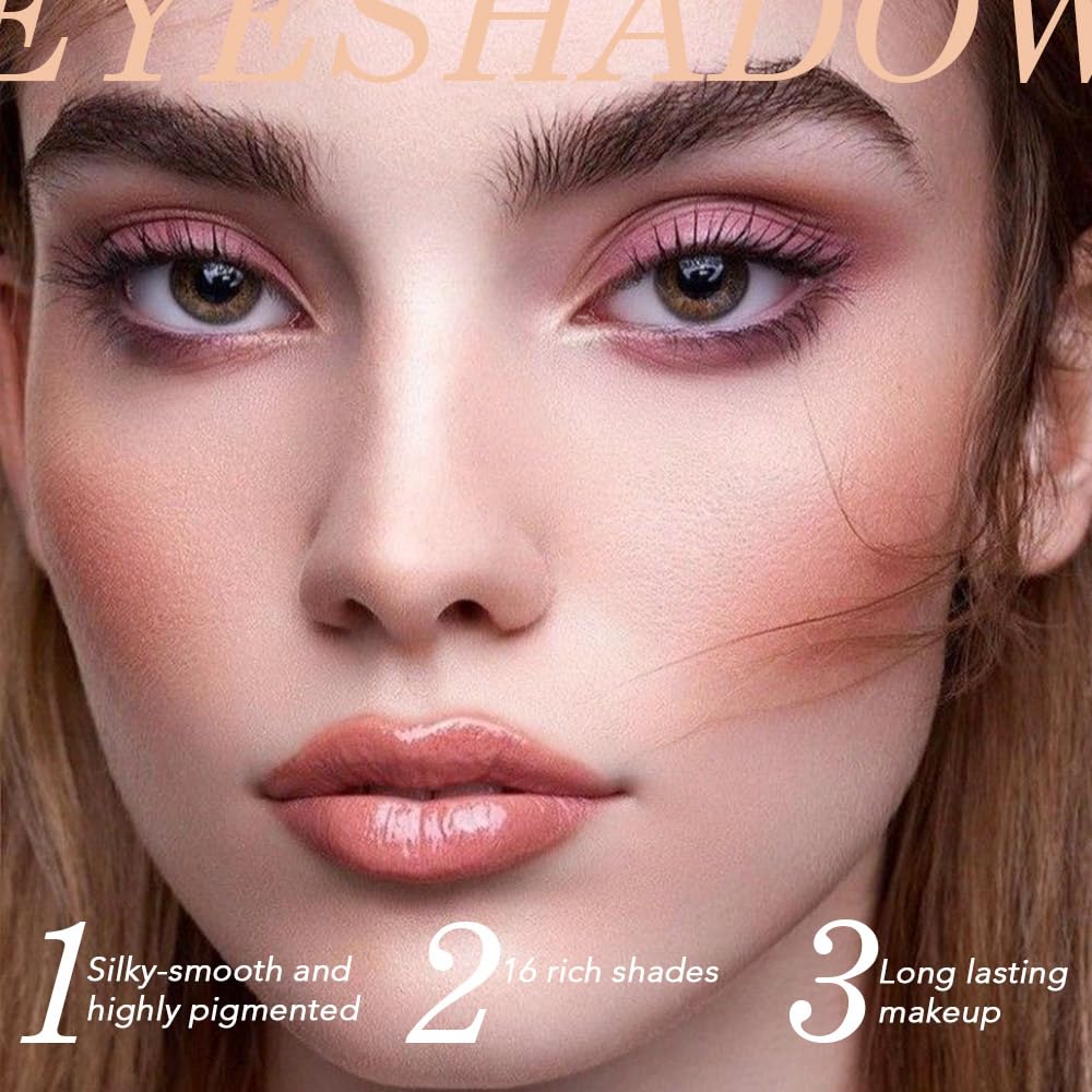 16Color Matte Shimmer Eyeshadow Palette,Natural Nude Brown RoseGold Coffee Pink DarkRed Sparkly Eye Shadow Makeup,Warm Pastel Eyeshadows Long Lasting Waterproof Naturing-Looking Women Girls Eye Shadow