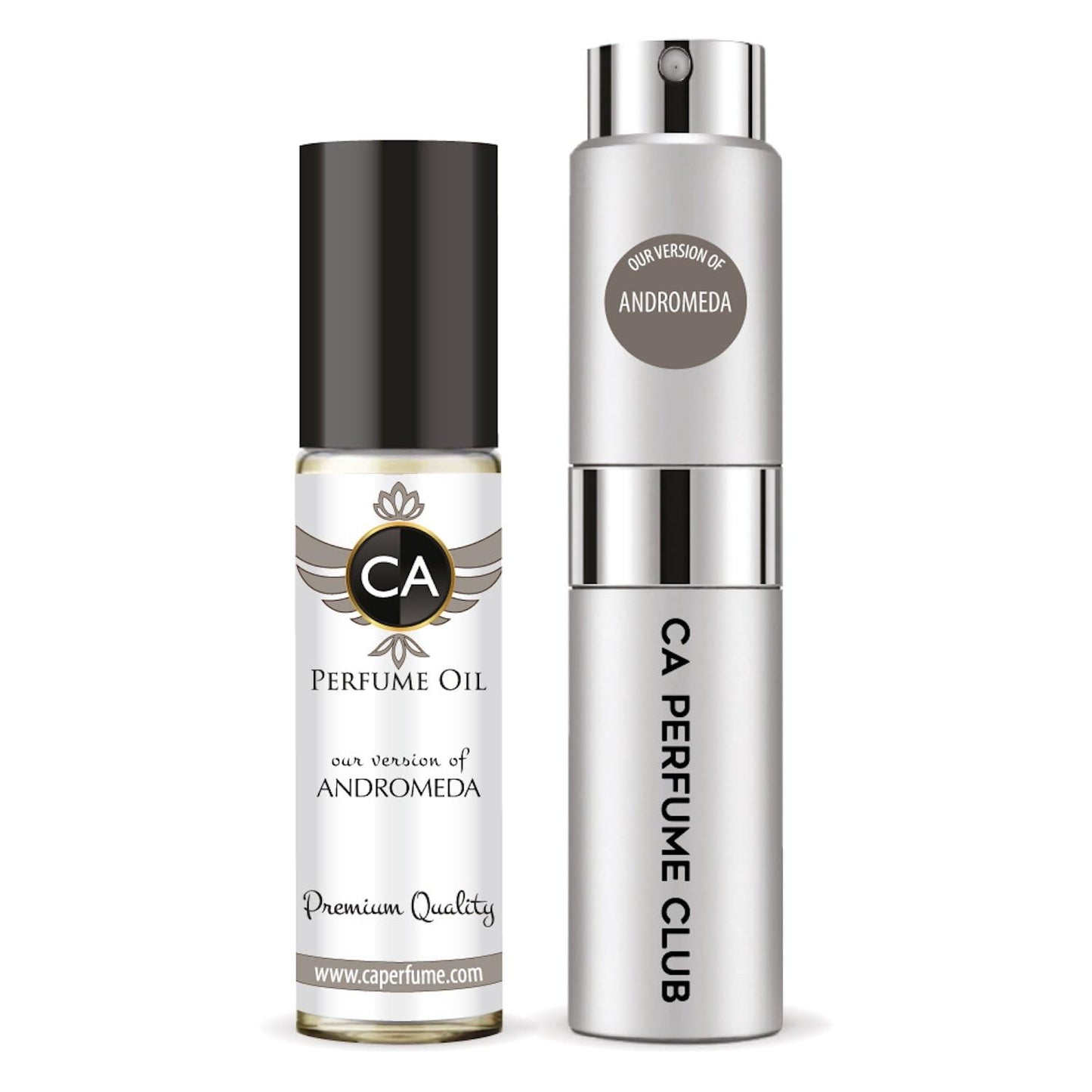 CA Perfume Duo Impression of Andromeda For Women And Men Perfume Layering Set Long Lasting Travel Size EDP + Body Oil Roll-On Bottle 0.27 Fl Oz+0.33 Fl Oz