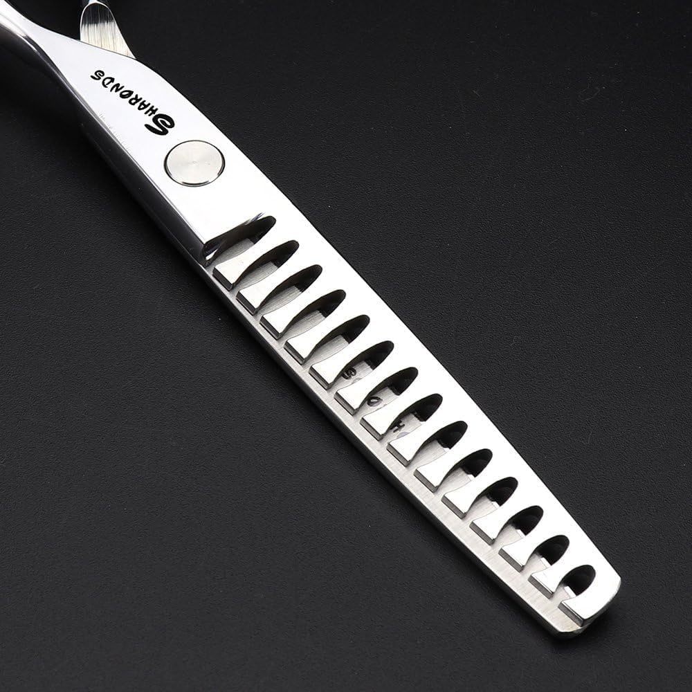 SHARENDS 6/6.5 inch Professional Hair Scissors - Barber Scissors - Stainless Steel - Silver - Modern Style - Right Hand - 6 Inch Teeth-A