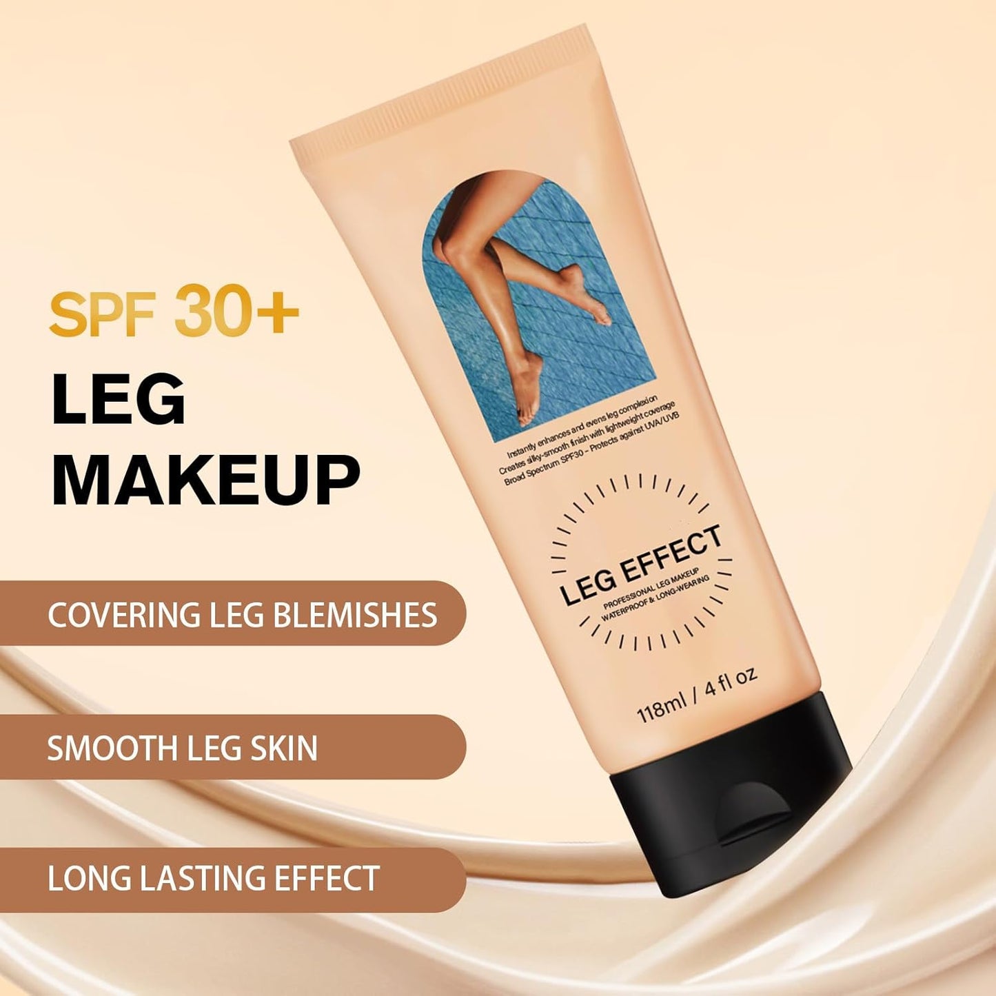 Leg Makeup Waterproof with Brush, No Transfer Body Makeup for Legs Full Coverage Waterproof Concealer, Scar & Tattoo Cover Up for All Skin Tones, Long Lasting Makeup (#03)