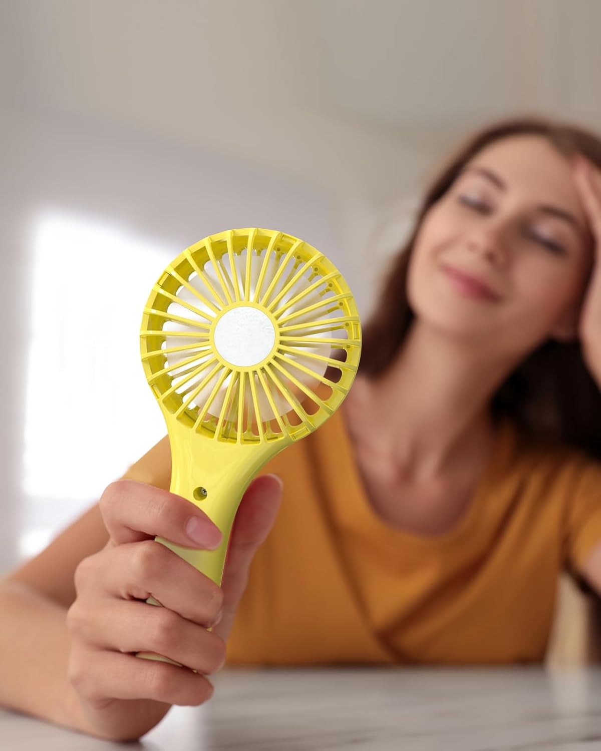 TriPole Mini Handheld Fan Battery Operated Small Personal Portable Fans Speed Adjustable USB Rechargeable Fan for Kids Girls Women Men Home Office Indoor Outdoor Travelling, Yellow