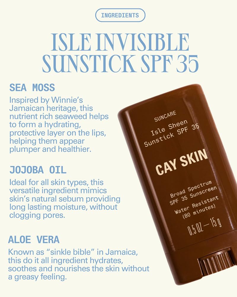 Cay Skin Isle Invisible Sunstick SPF 35 – Travel Size Broad Spectrum Face Sunscreen for On-the-Go Protection – Hydrating, Reef Safe Lotion with Natural Finish for All Skin Types – 0.5 oz