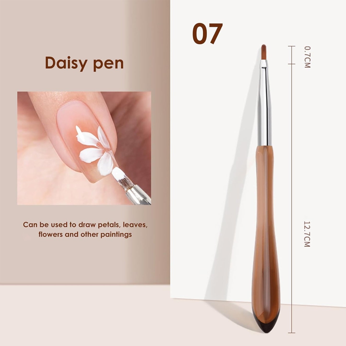 Nail Art Brushes Daisy Pen - Versatile Nail Drawing Pen for Petals, Leaves, Flowers, and Intricate Art Designs, 07