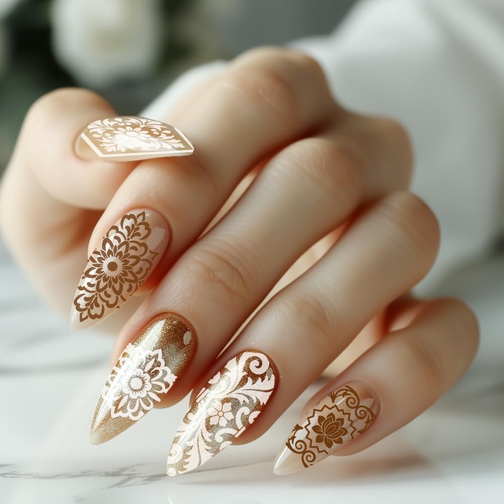 benikmake 3pcs Retro Pattern Nail Stamping Plate Nail Printing Stainless Stencil for Manicure Salon Mosaic Tile 6x12cm 2.36x4.7inch