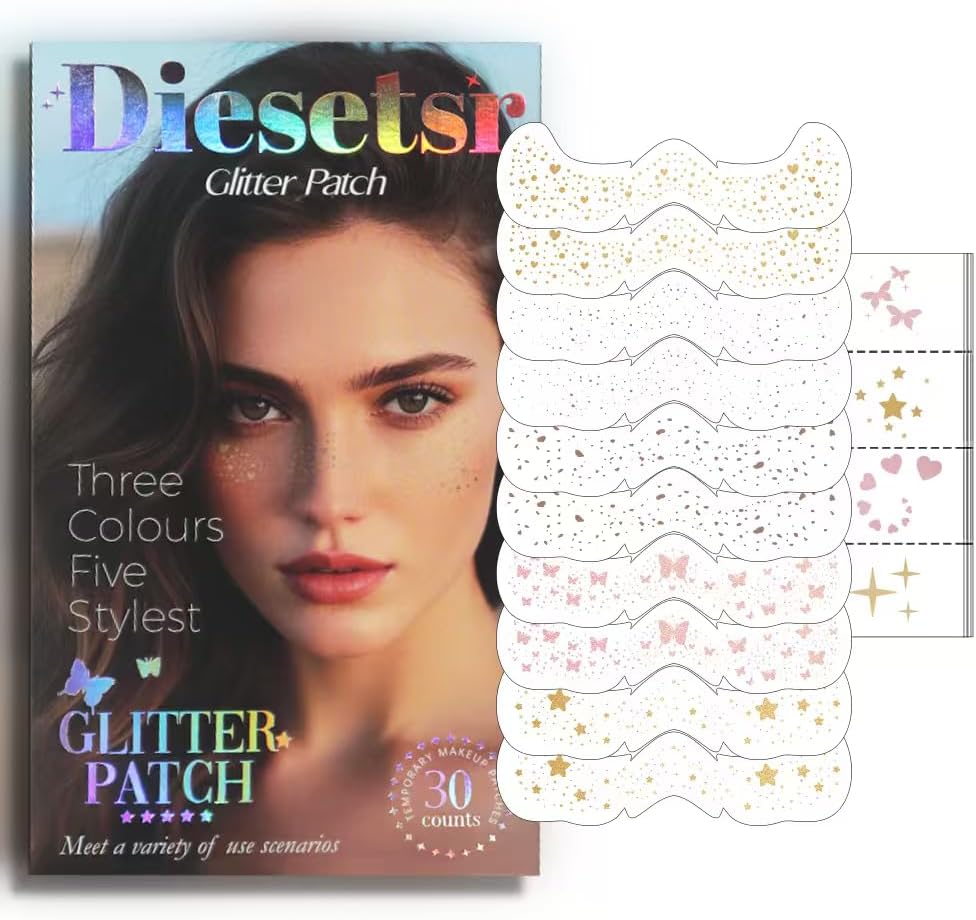 Glitter Freckles Face Tattoo,Freckles Temporary Face Tattoos, Body Face Glitter for Women Girls, Festival Outfits Rave Accessories, Country Concerts, Party, Makeup Glitter Patch 30PCS