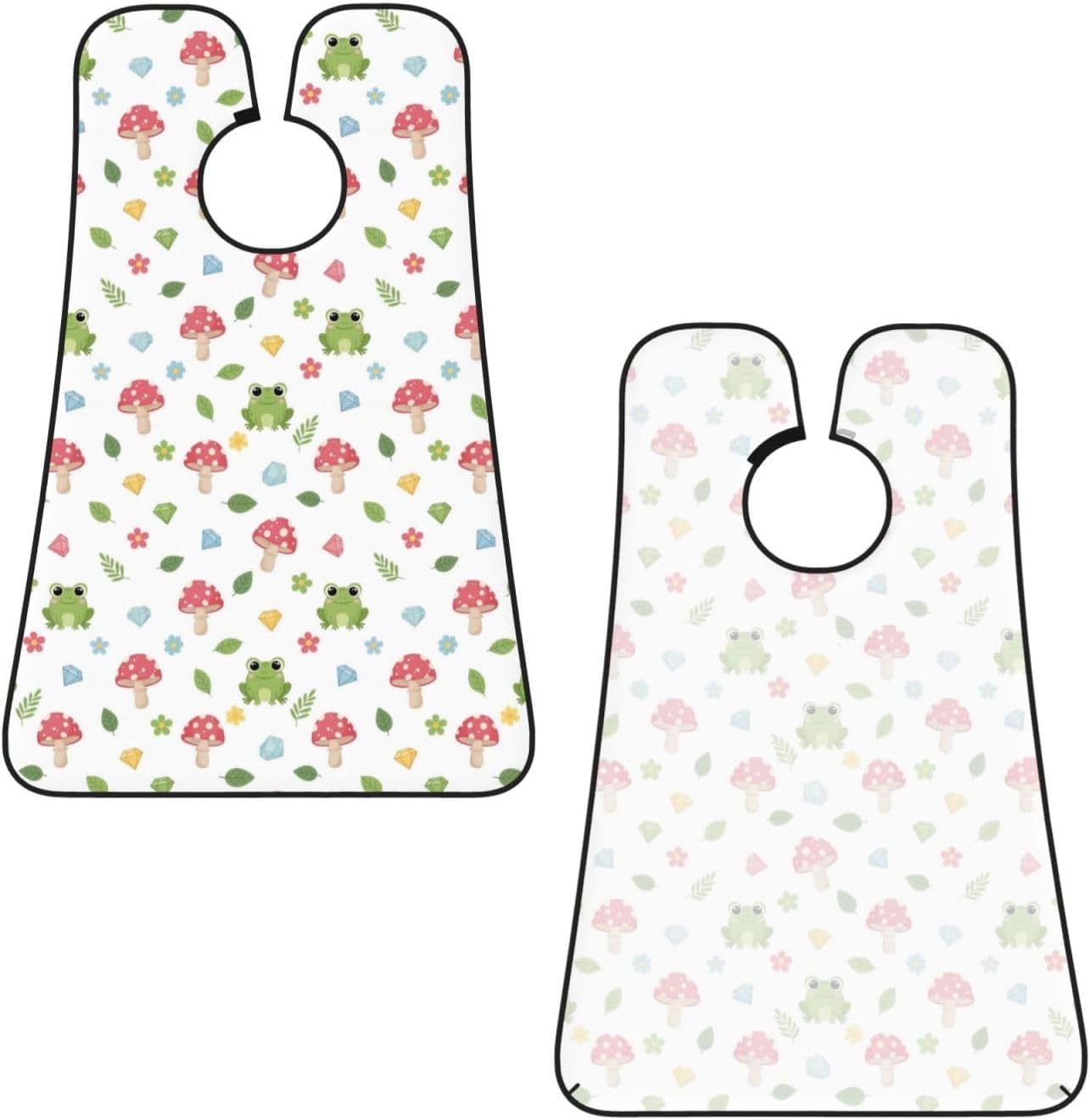 Beard Shaving Cape with Suction Cups, Floral Mushroom Cute Cartoon Green Frog Shave Bib, Non-Stick Waterproof Hair Catcher, Grooming Bib for Men Husband