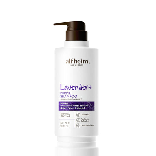 ALFHEIM Lavender+ Purple Shampoo for Blonde, Silver & Color-Treated Hair – Neutralizes Brass & Yellow Tones, Brightens Cool Shades – with Quinoa Extract & Vitamin E – Sulfate Free – 18 oz