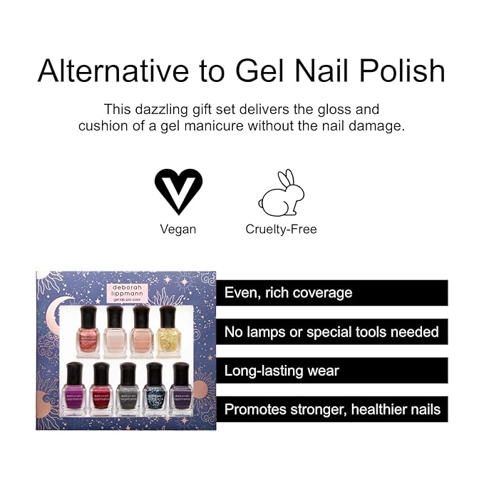 Deborah Lippmann Nail Polish, Gel Lab Pro Set | Treatment Enriched for Nail Health, Wear and Shine | No Lamps or Tools | We Are All Made Of Stars, 9 Bottles