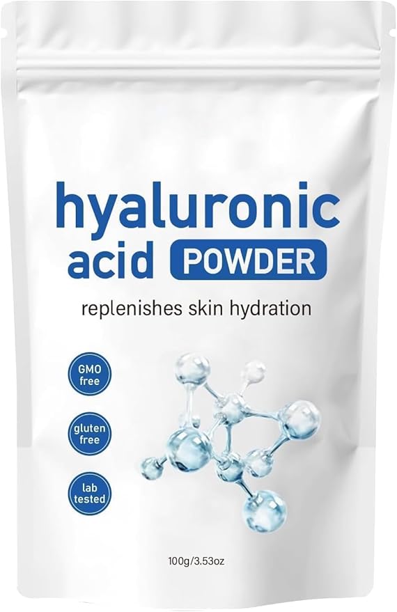 Hyaluronic Acid Powder,100g/3.53oz Hyaluronic Acid Powder for Skincare, DIY Facial Serum, Water Soluble Hydrating Ingredient for Skin Moisture