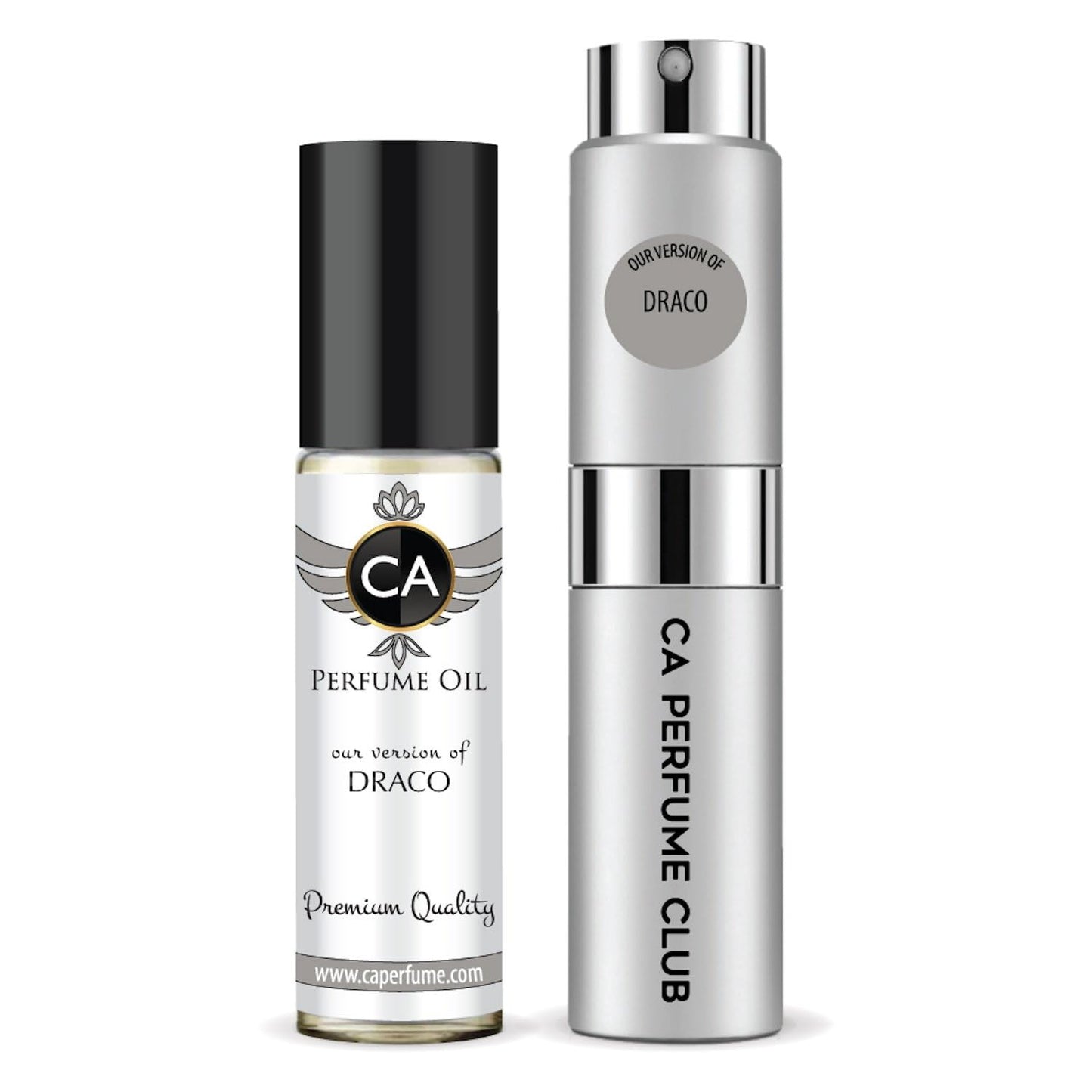 CA Perfume Duo Impression of Draco For Women And Men Perfume Layering Set Long Lasting Travel Size EDP + Body Oil Roll-On Bottle 0.27 Fl Oz+0.33 Fl Oz
