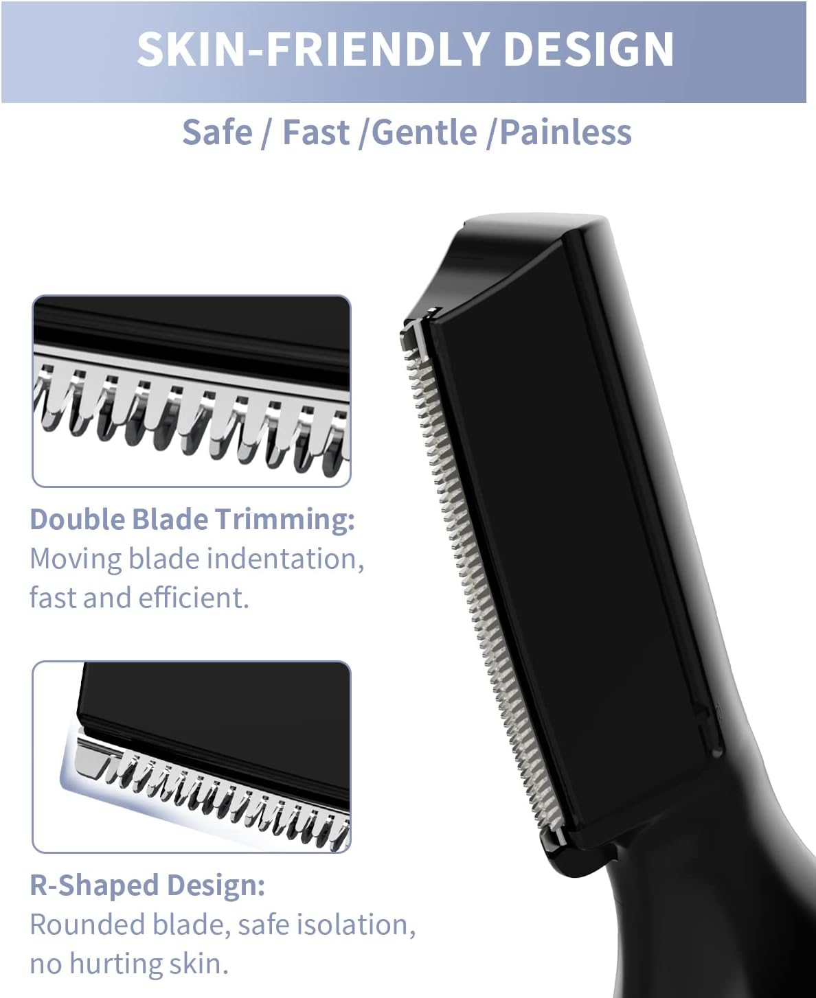 Eyebrow Trimmer, Electric Eyebrow Razor for Women Men, Rechargeable Painless LED Light Facial Hair Shaver Remover with Rinseable Blade for Face Lips Neck Leg