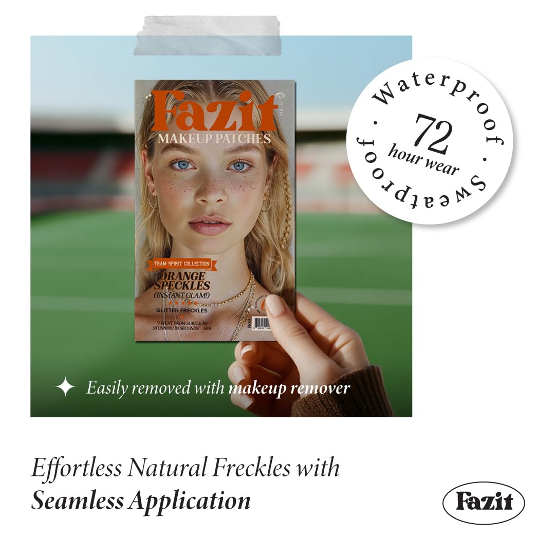 Fazit Makeup Patches - Orange Speckles - Waterproof - Temporary Face Patches for Women - 6 Count