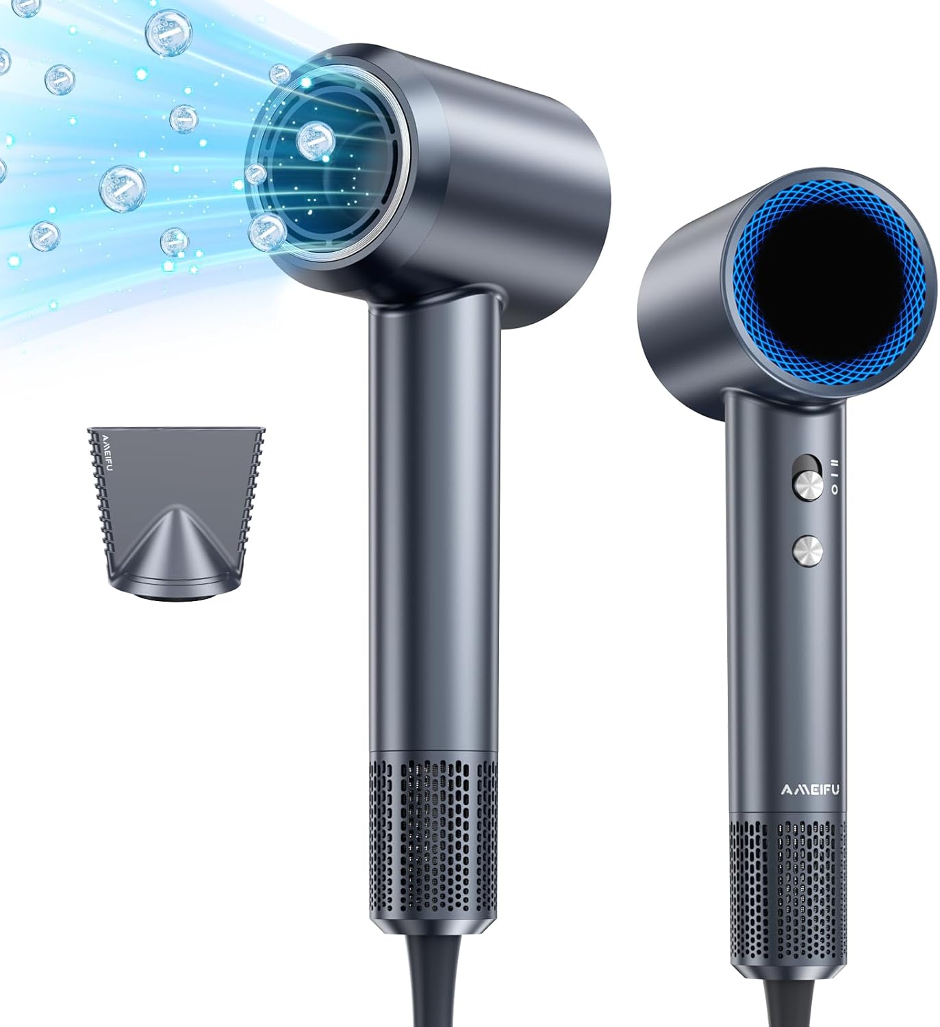 Hair Dryer, 150000 RPM Professional High-Speed Blow Dryer, Negative Ionic Hair Dryer for Fast Drying, Low Noise Thermo-Control HairDryer with Magnetic Nozzle for Home Travel Women Man