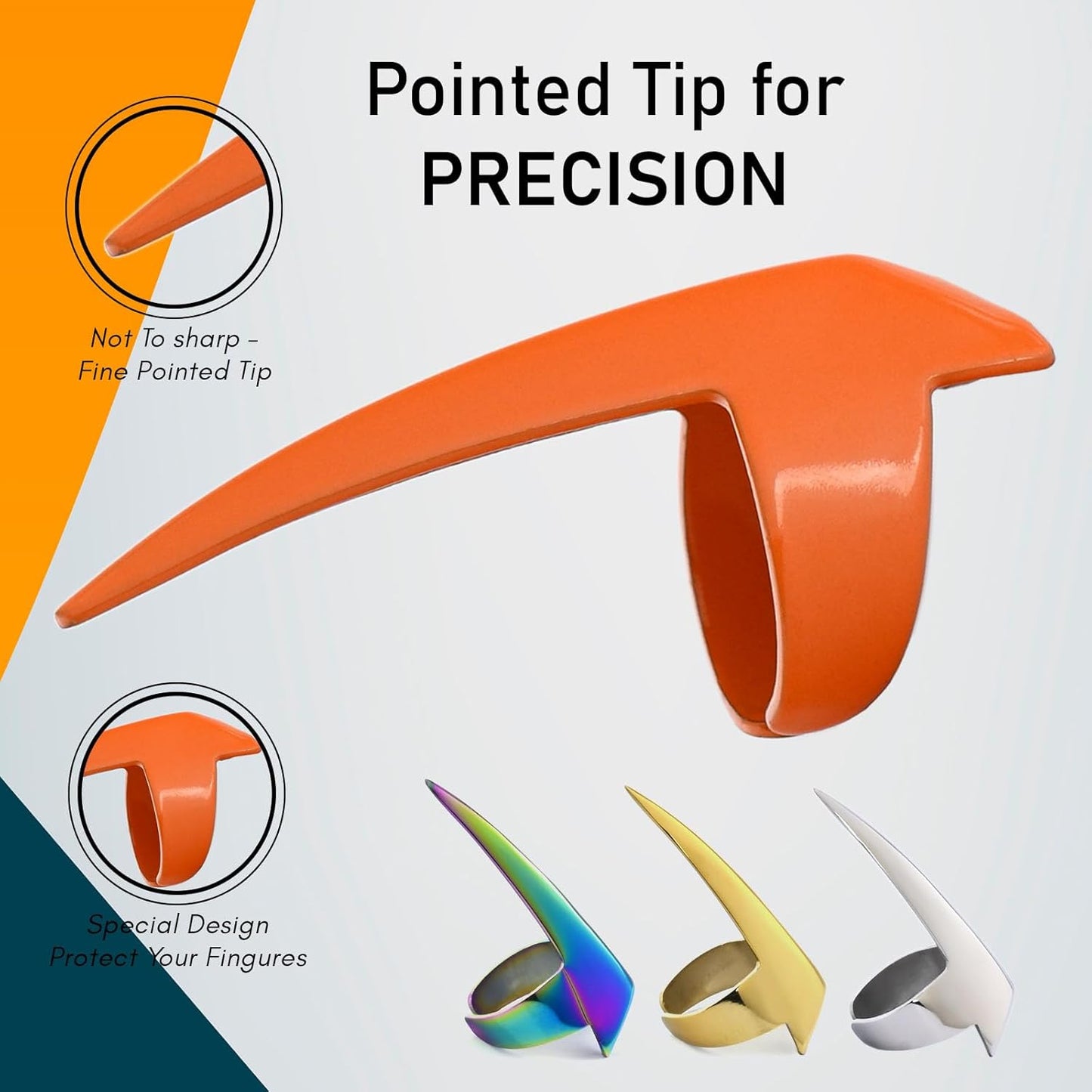 Hair Parting & Sectioning Rings - Stainless Steel Finger Braiding Hair Pick Tools for Durable Dreadlocks Wig, Curling Quick Installation of Remy Human Hair Extensions Hair Styling Tools (1pc, Orange)