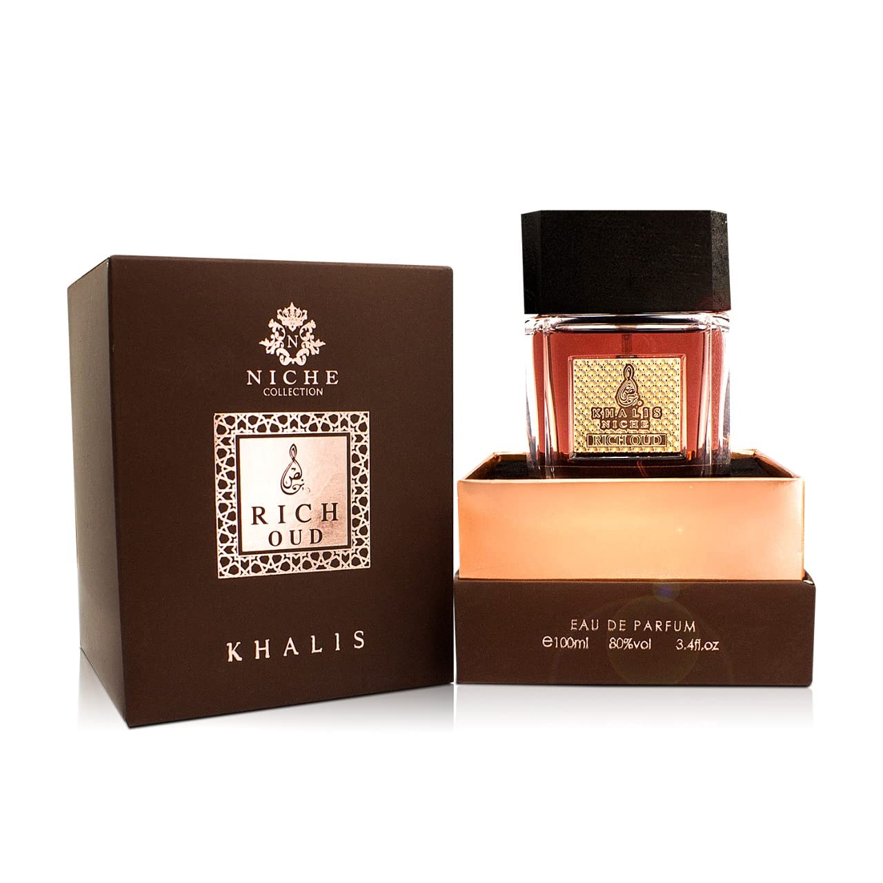 Rich Oud Eau de Parfum 3.4 oz - Masculine Blend with Warm Smoky Incense Earthy Accords and Spicy Black Pepper loved for its long lasting trail and compliment catching aroma