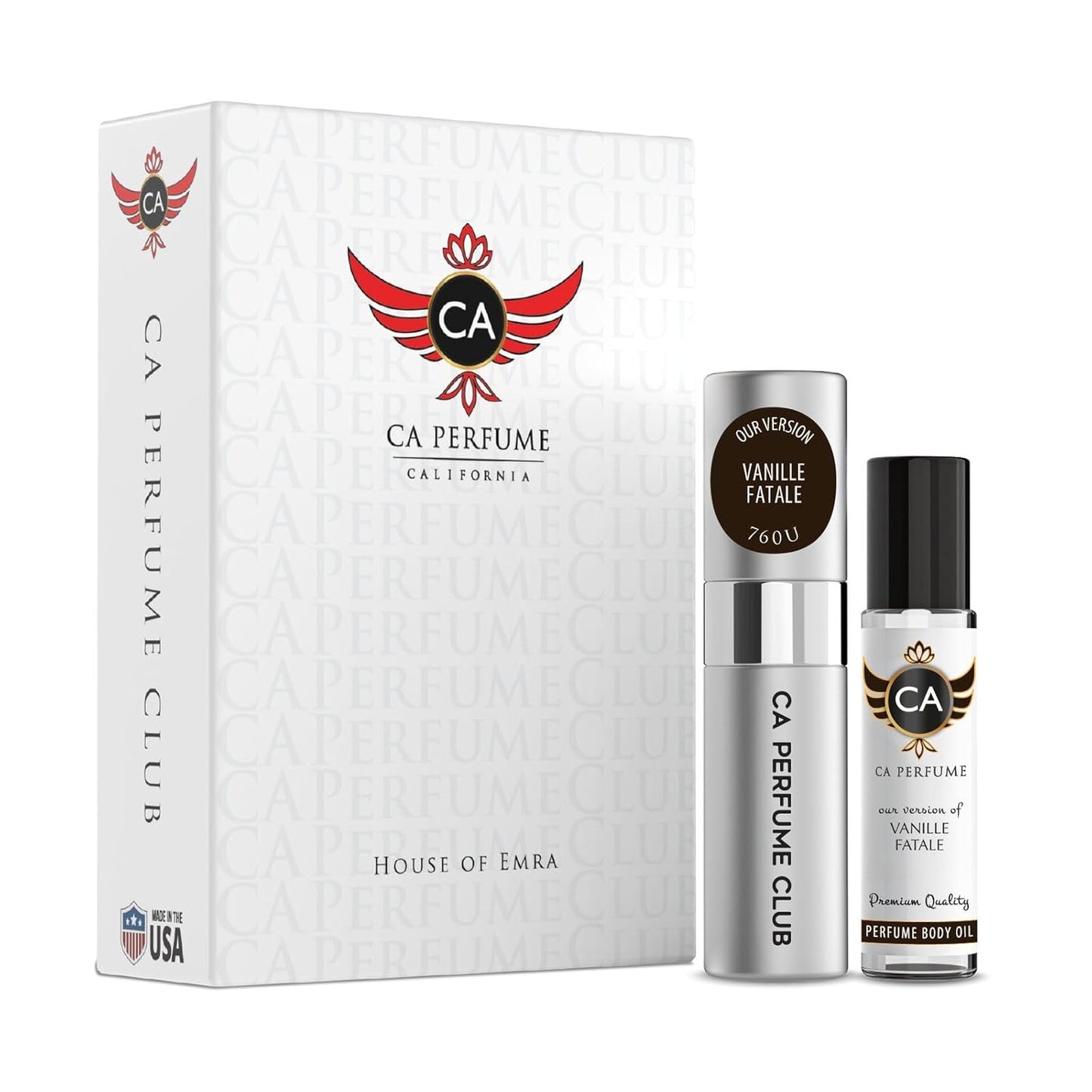 CA Perfume Duo Impression of Vanille Fatale For Women And Men Perfume Layering Set Long Lasting Travel Size EDP + Body Oil Roll-On Bottle 0.27 Fl Oz+0.33 Fl Oz