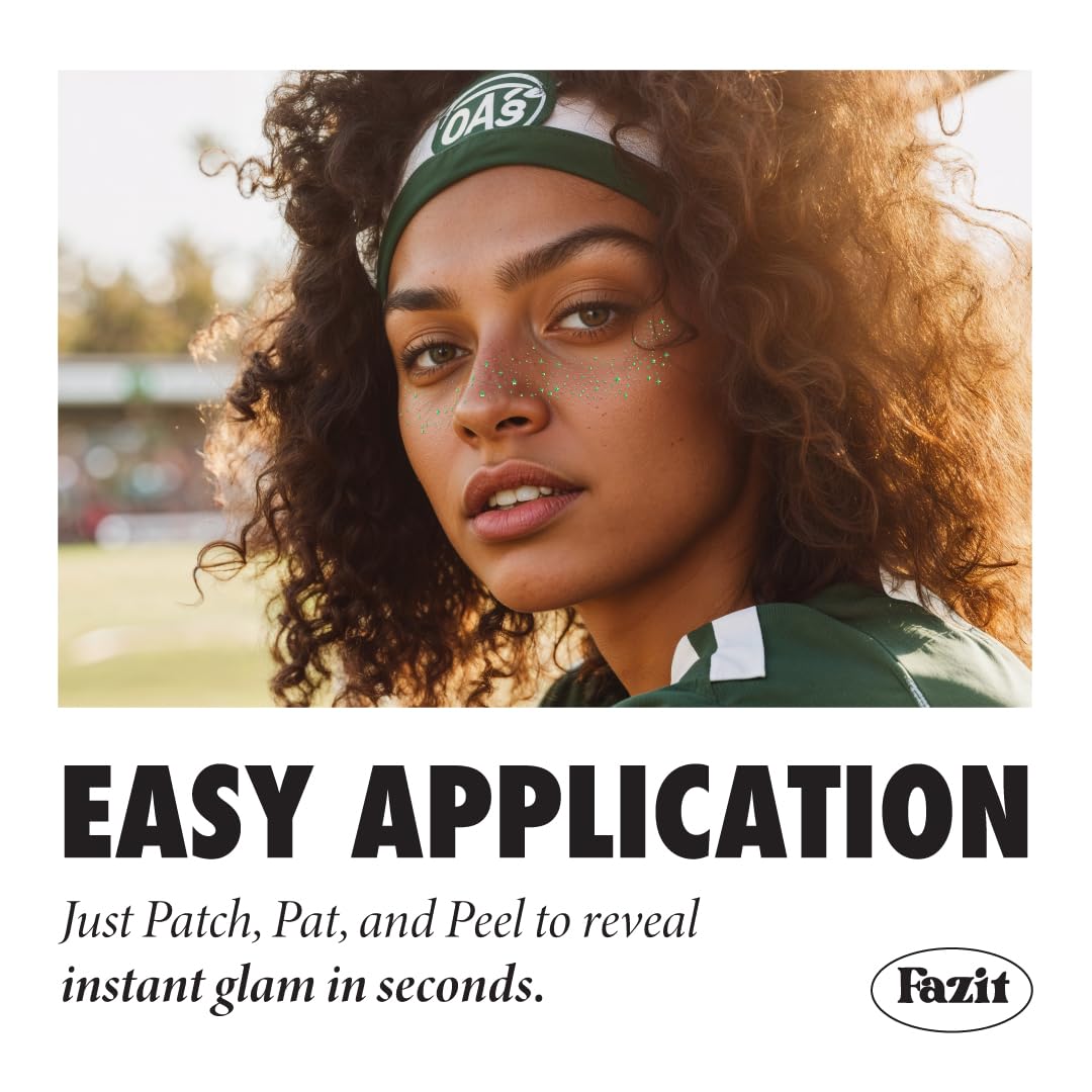 Fazit Makeup Patches - Face Makeup Patches - Beauty Face Makeup - Green Speckles - Waterproof Green Speckles - Temporary Face Green Speckles for Women - 6 Count