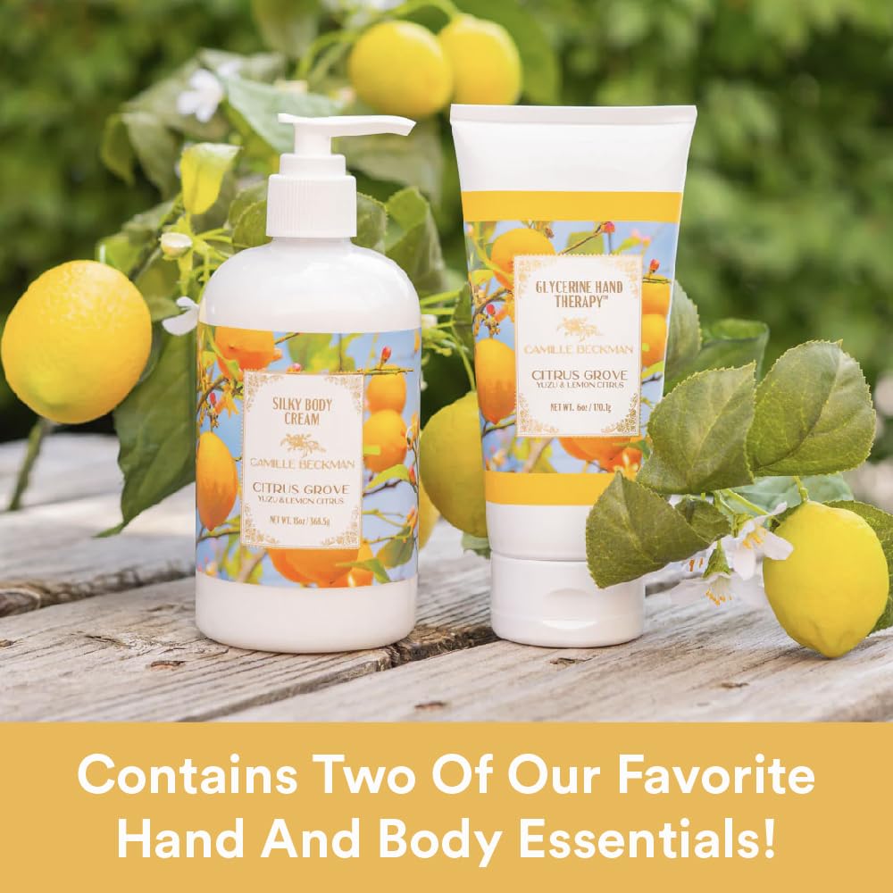 Camille Beckman Hand and Body Duet Set, Silky Body and Glycerine Hand Cream, Citrus Grove