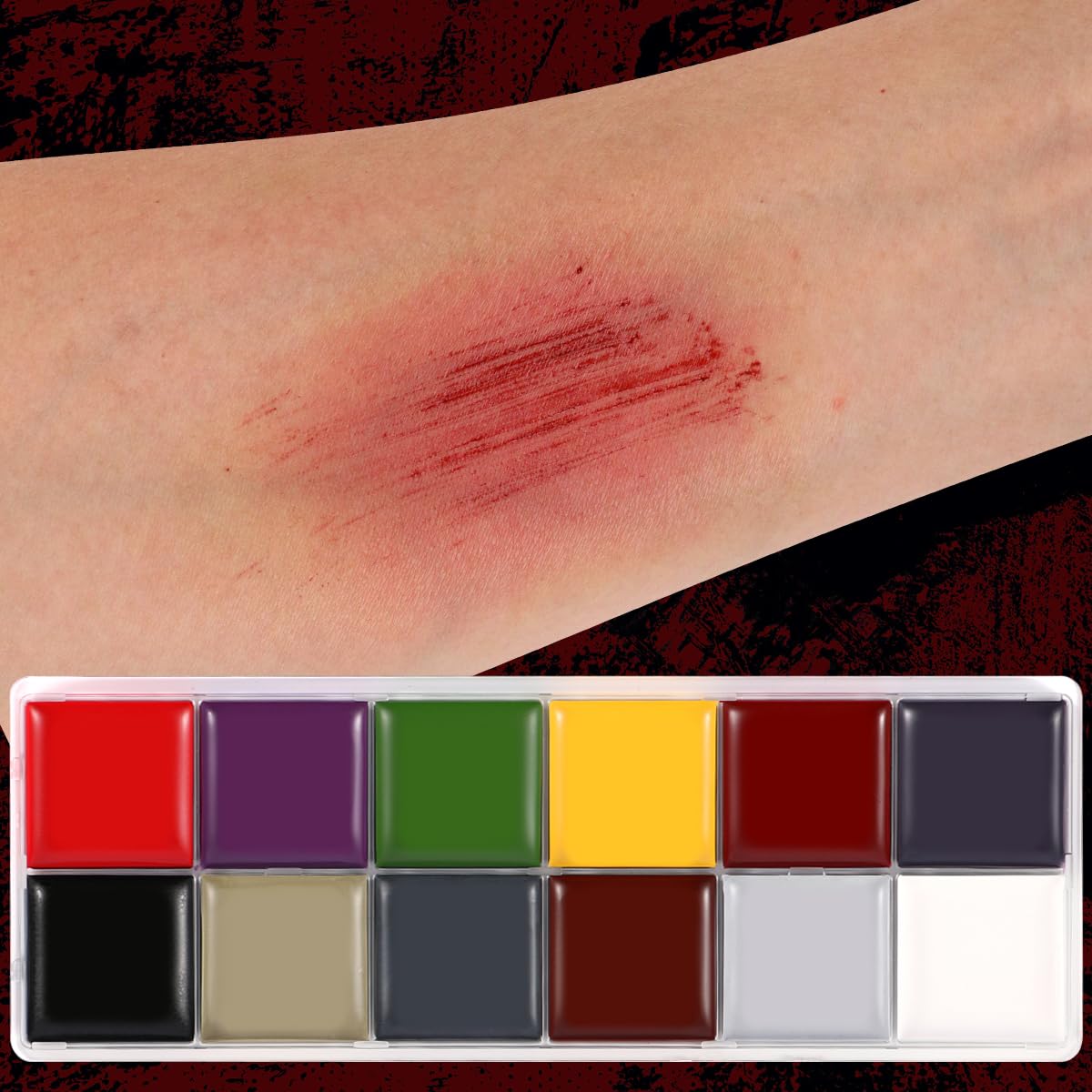 Depvision SFX Makeup Kit Halloween Makeup Set Professional Face Body Paint Special Effects Makeup Set with Fake Blood Scar Wax Oil Body Paint Sponges Brushes for Halloween Party SFX Cosplay