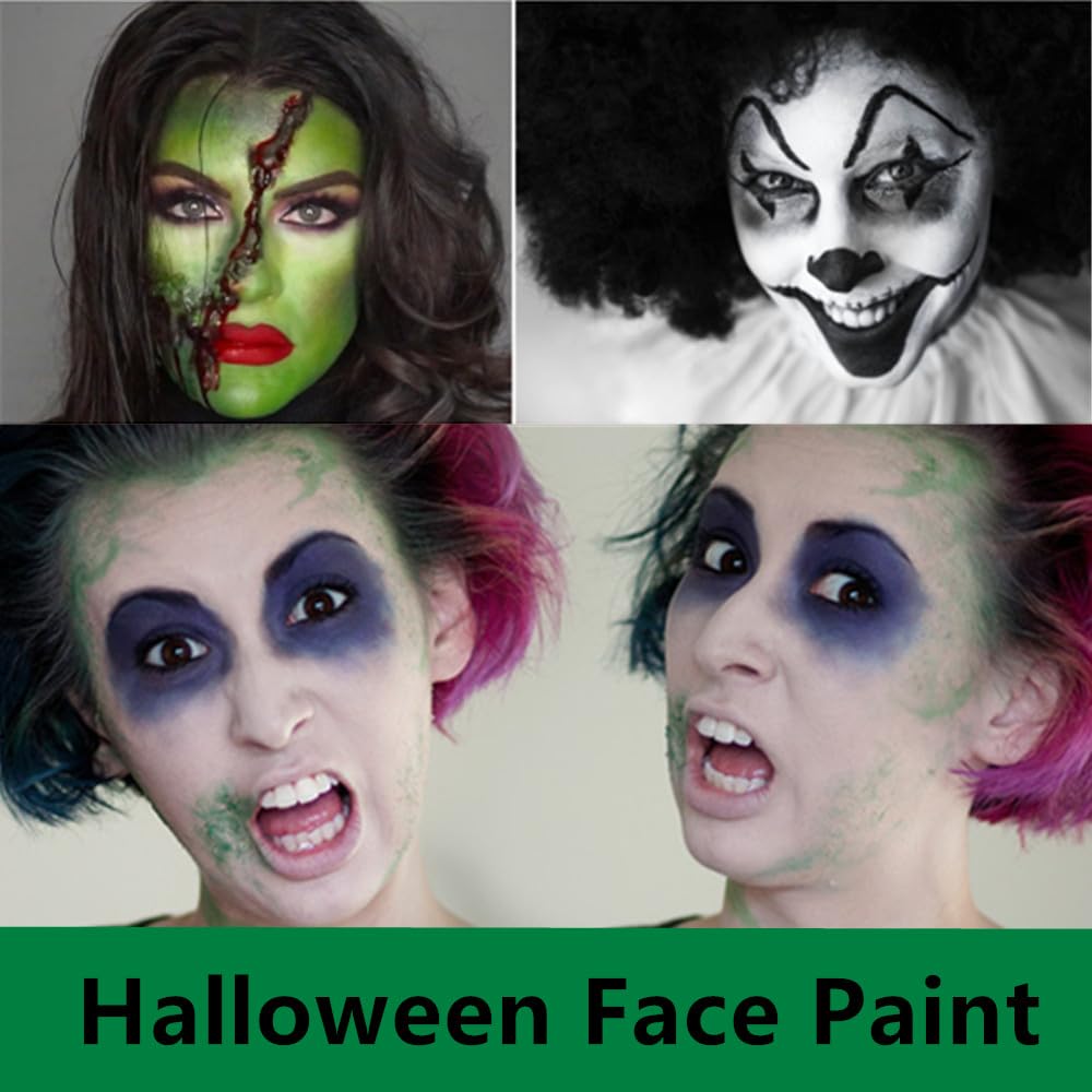 Go Ho 3 PCS Dark Purple Green Black Cream-Blendable Sticks,Waterproof Green and Purple Face Body Paint Professional SFX Makeup,Safe Facepaint &Lip Smacking for Festival Halloween Witch Makeup