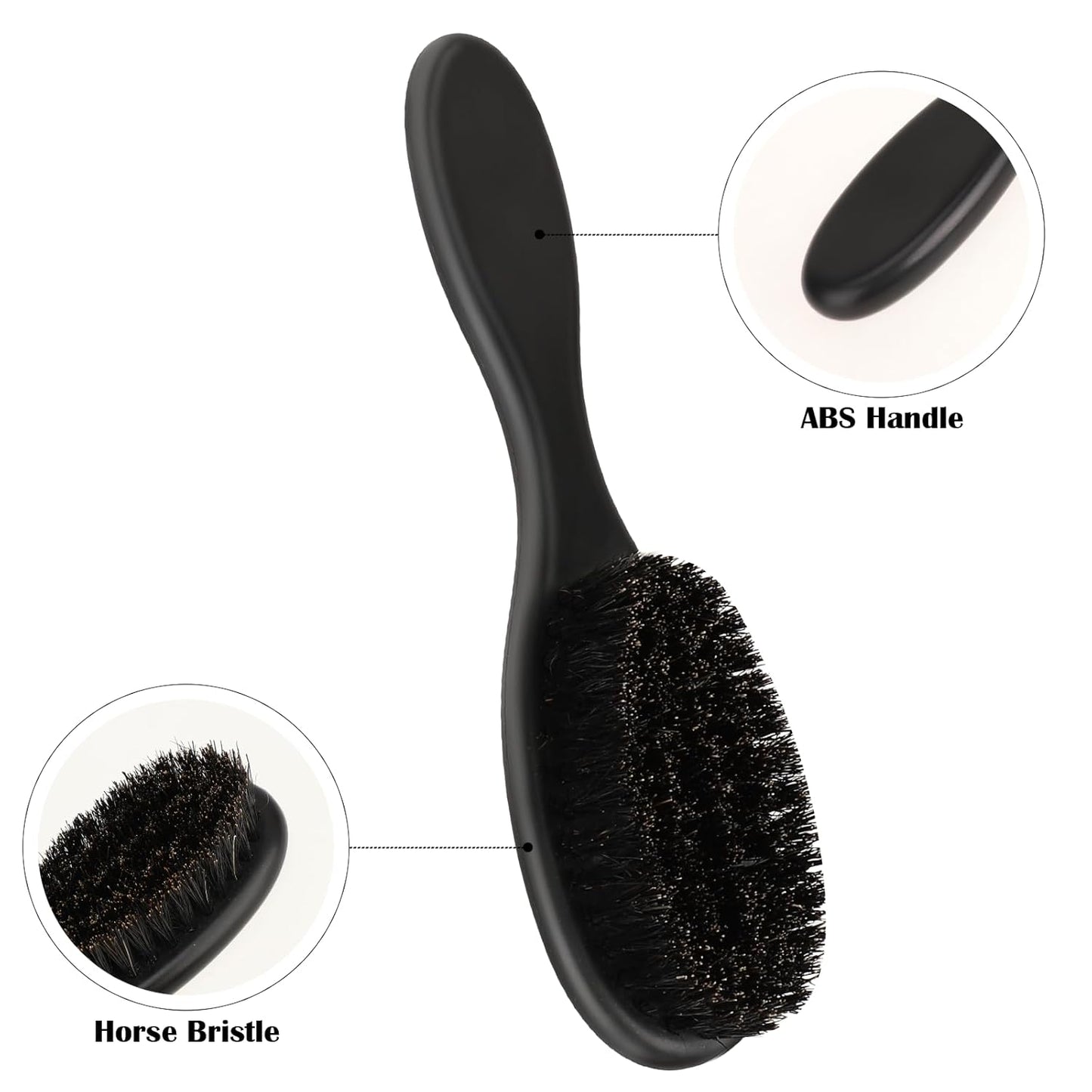 2 Pcs Hair Brush, Barber Brush, Slick Back Brushes Beard Fade Styling Comb Kit with Soft Bristles, Neck Duster Cleaning Brushes for Men, Cutting Shaving Accessories Grooming Tools with Handle (Black)