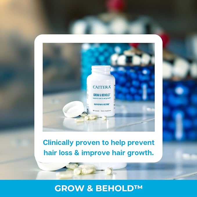 Grow & Behold | Clinically Tested Dietary Supplement for Thinning Hair | Saw Palmetto, Biotin, Zinc & Selenium to Support Hair Growth, Vitality, Shine & Fullness | Vegan 120 Capsules