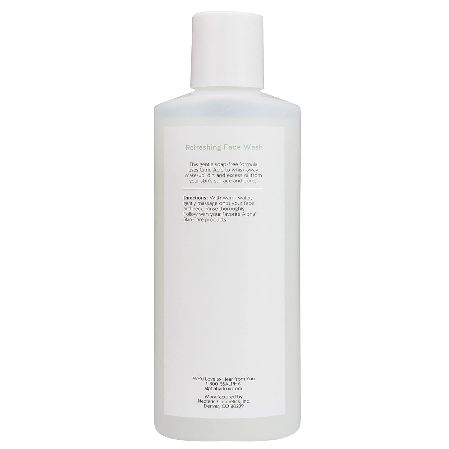 Alpha Skin Care Refreshing Face Wash, Gentle Soap-Free Formula, Citric AHA, Cleanses, Purifies, Tones & Restores pH, All Skin Types, Removes Make-Up & Oil, Anti-Aging Ingredients, 6 Oz