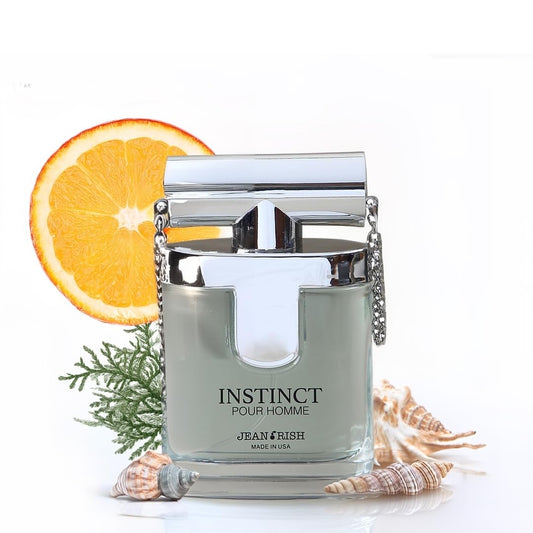 Jean Rish Instinct Pour Homme Eau De Toilette - Perfume for Men (3.4 Fl Oz / 100ml) with Ambergis, Jasmine & Orange Notes - Long Lasting and Luxury Fragrance, Made in USA