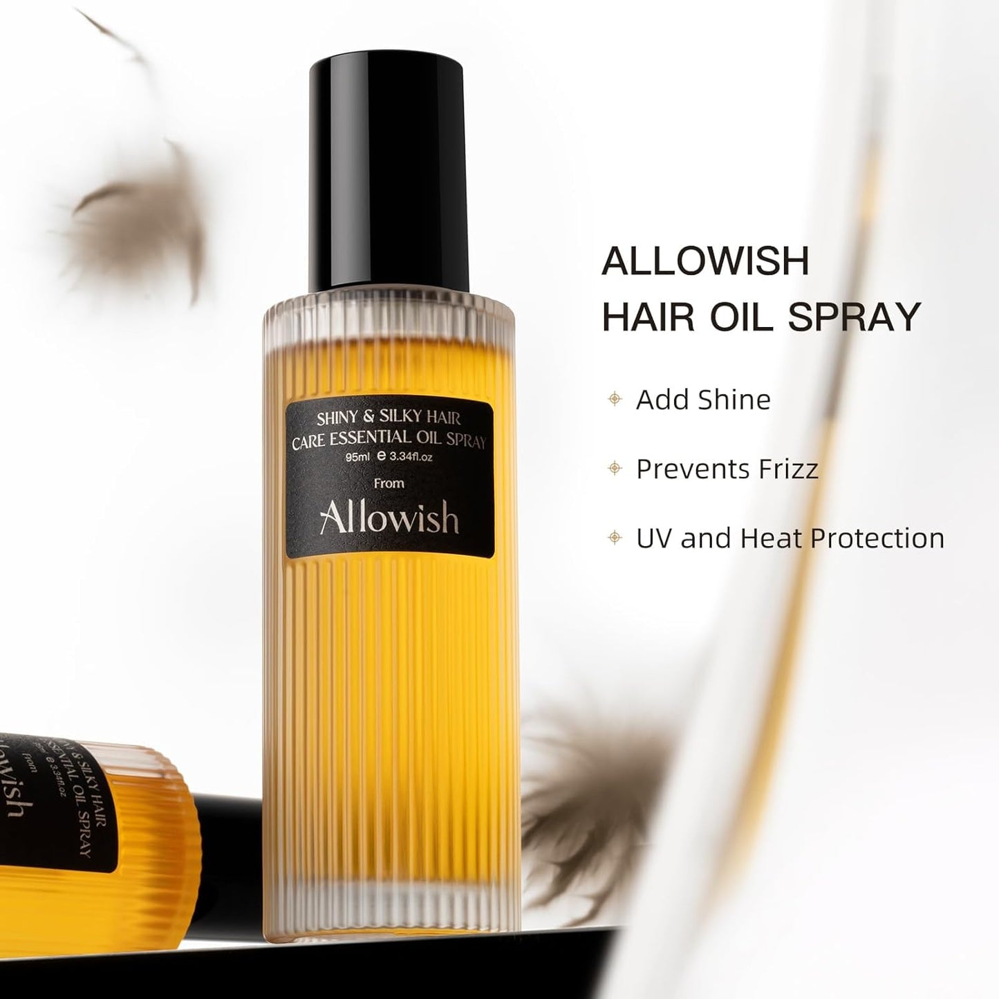 Hair Oil Spray for Dry Frizzy Hair - Hair Shine Spray Gloss with Natural Jojoba and Olive Oil, Leave-in Hair Conditioning, Smooth Damaged Ends, Volume, Hydrating