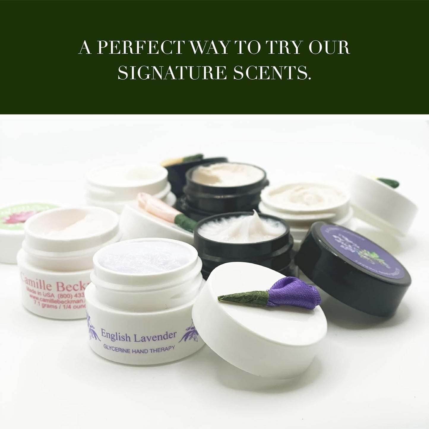 Camille Beckman Glycerine Hand Therapy Small Pot Travel or Gift Sampler, .25 Ounce Each Pot