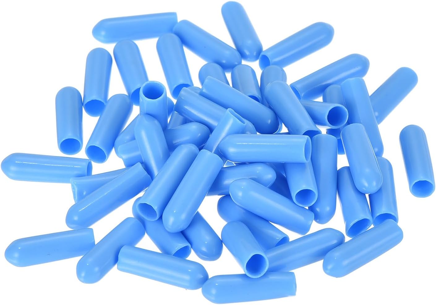 uxcell 50Pcs Rubber End Caps 4mm ID Vinyl PVC Round Tube Bolt Cap Cover Screw Thread Protectors Light Blue, 0.16 inch