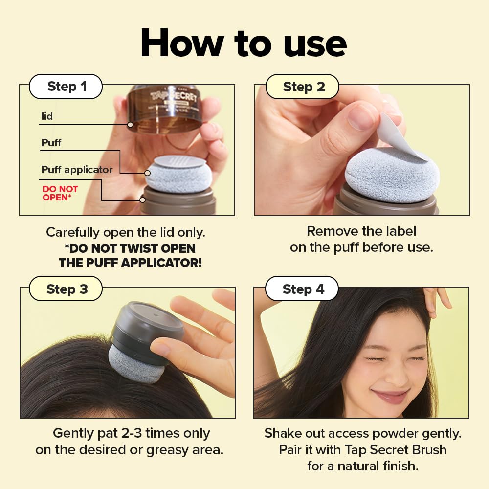 I DEW CARE Biotin Clarifying Dry Shampoo - Tap Secret Black | Strengthening & Volumizing, Powder Type, Refillable, Travel size, Non-aerosol, Brunette, Korean Ginseng, 0.24 Oz