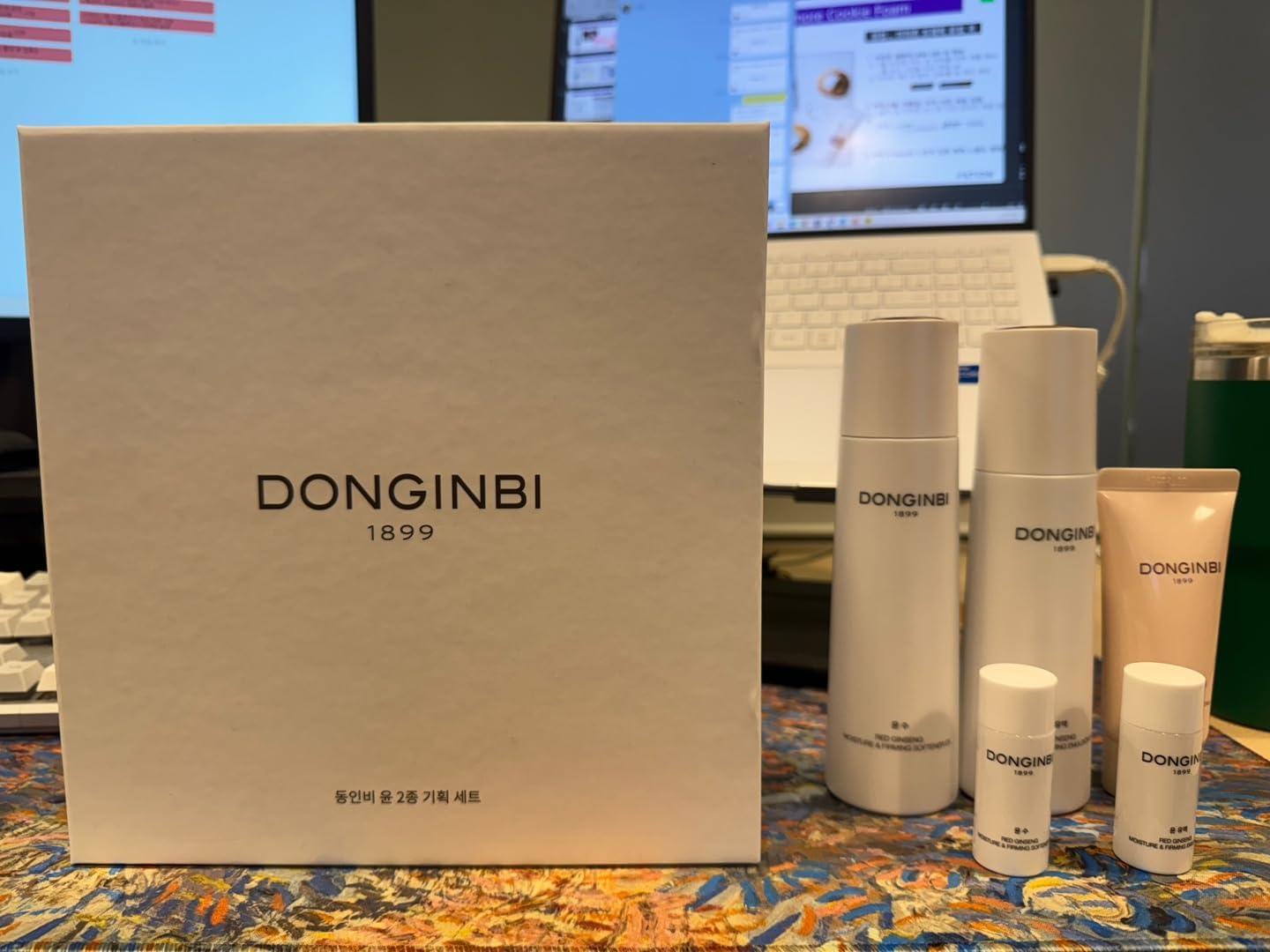 Donginbi Red Ginseng Moisturizing & Firming Skin Care Set - Hydrating Toner for Dry Skin (5.07 floz), Korean Red Ginseng Essence (4.39 floz), Firming Cream, Korean Skin Care Gifts for Women