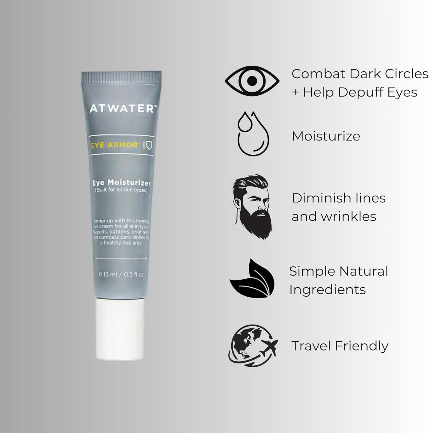 ATWATER Men's Eye Cream, Anti-Aging Under Eye Treatment for Circles, Puffiness and Fine Lines, Hydrating Face Moisturizer for Men - 0.5 oz