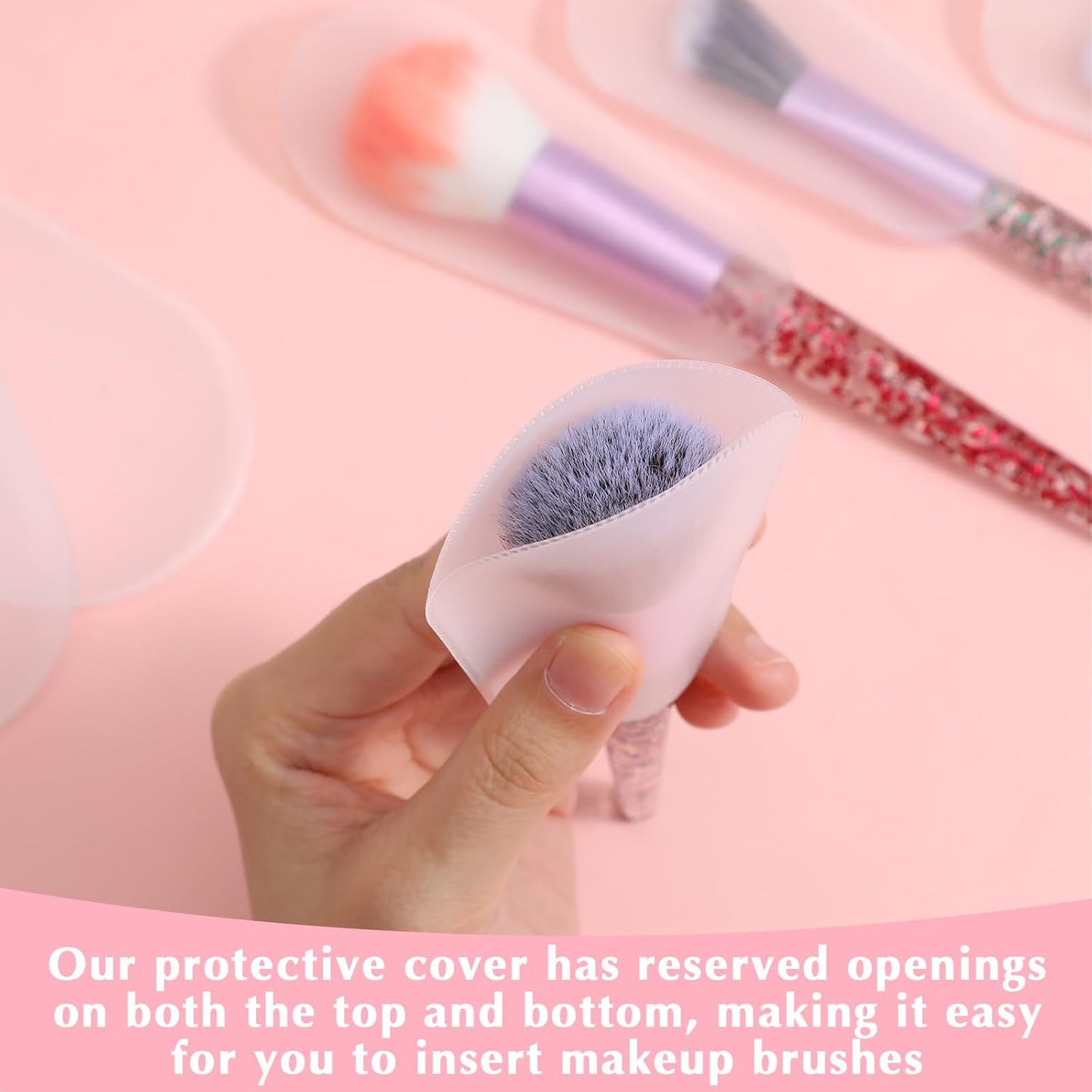 30PCS Makeup Brush Covers for Travel, 5 Sizes Clear Makeup Brush Sleeve Protector, Dustproof Waterproof Cosmetic Brushes Guards Caps for Travel & Daily Storage Organizer and Home
