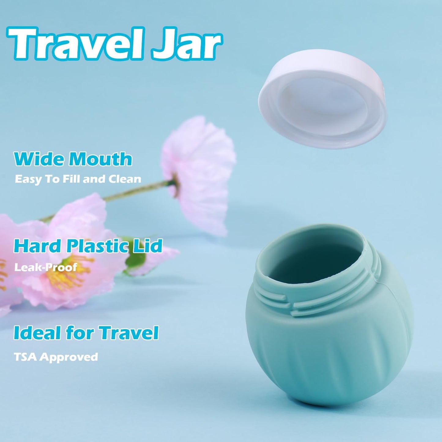 GLAMFIELDS TSA Approved 2Pcs 1.7oz+3Pcs 1oz Travel Size Silicone Jars BPA Free, Leak-proof Travel Essentials with Lid for Cosmetic Face Hand Body Cream Green (5Pack)