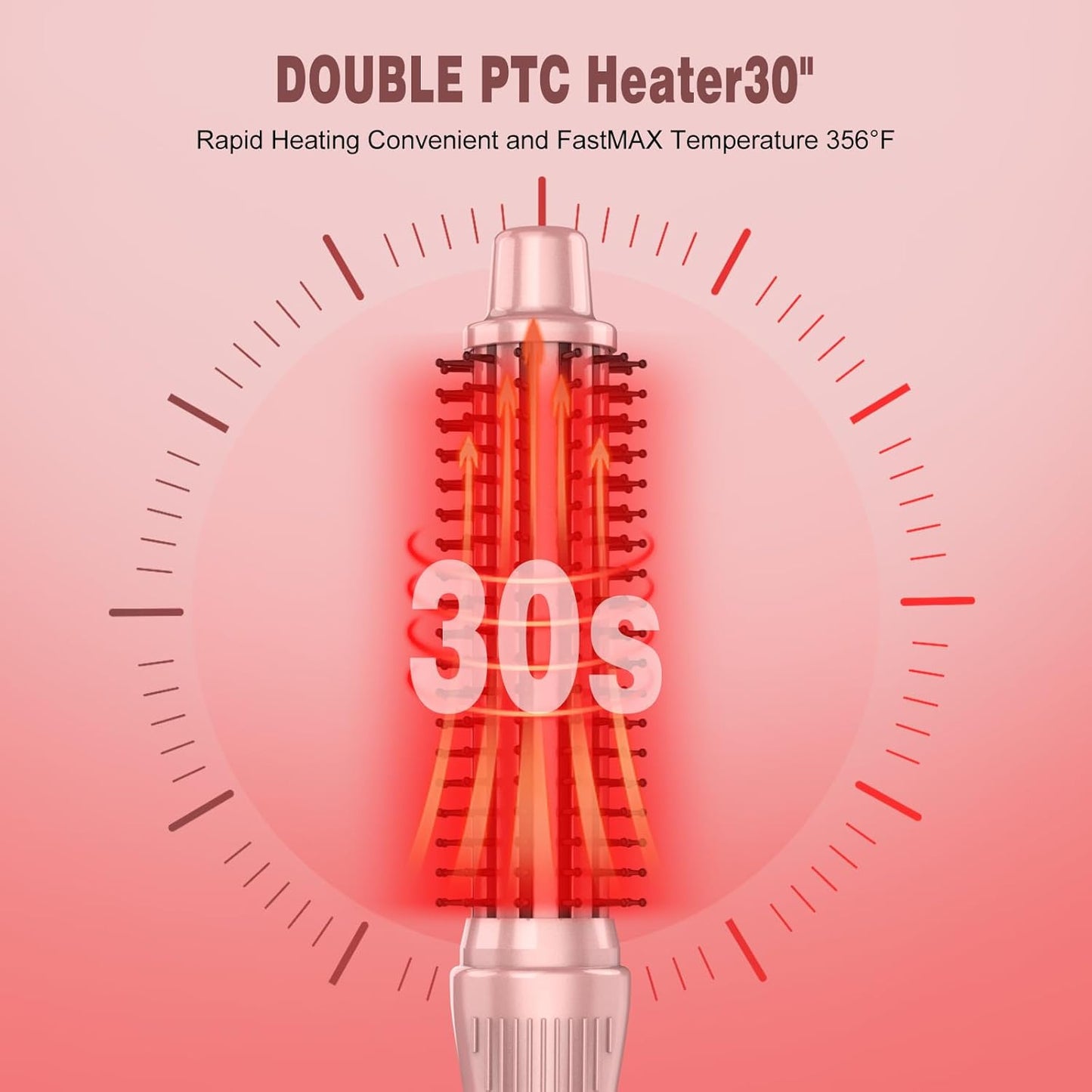 Thermal Brush, Heated Round Brush & Curling Iron with Ceramic Ionic Technology, Hair Tools for Volumizing & Styling, Travel-Friendly Hot Comb with Adjustable Temperature（Gold 1 inch）