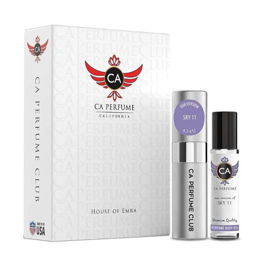 CA Perfume Duo Impression of Sky 11 For Women And Men Perfume Layering Set Long Lasting Travel Size EDP + Body Oil Roll-On Bottle 0.27 Fl Oz+0.33 Fl Oz