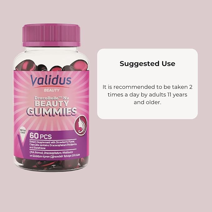 Validus Premium Beauty Gummies for Skin, Hair, Nail Health, Anti-Aging, & Radiant Skin | DracoBelle Nu, Collagen, 1000 Biotin Multivitamin Delicious Berry Flavor, Non-GMO, Lactose Free, & Gluten-Free